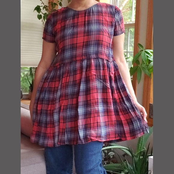 Forever 21 '00's Plaid Babydoll Dress/Tunic - Picture 2 of 4